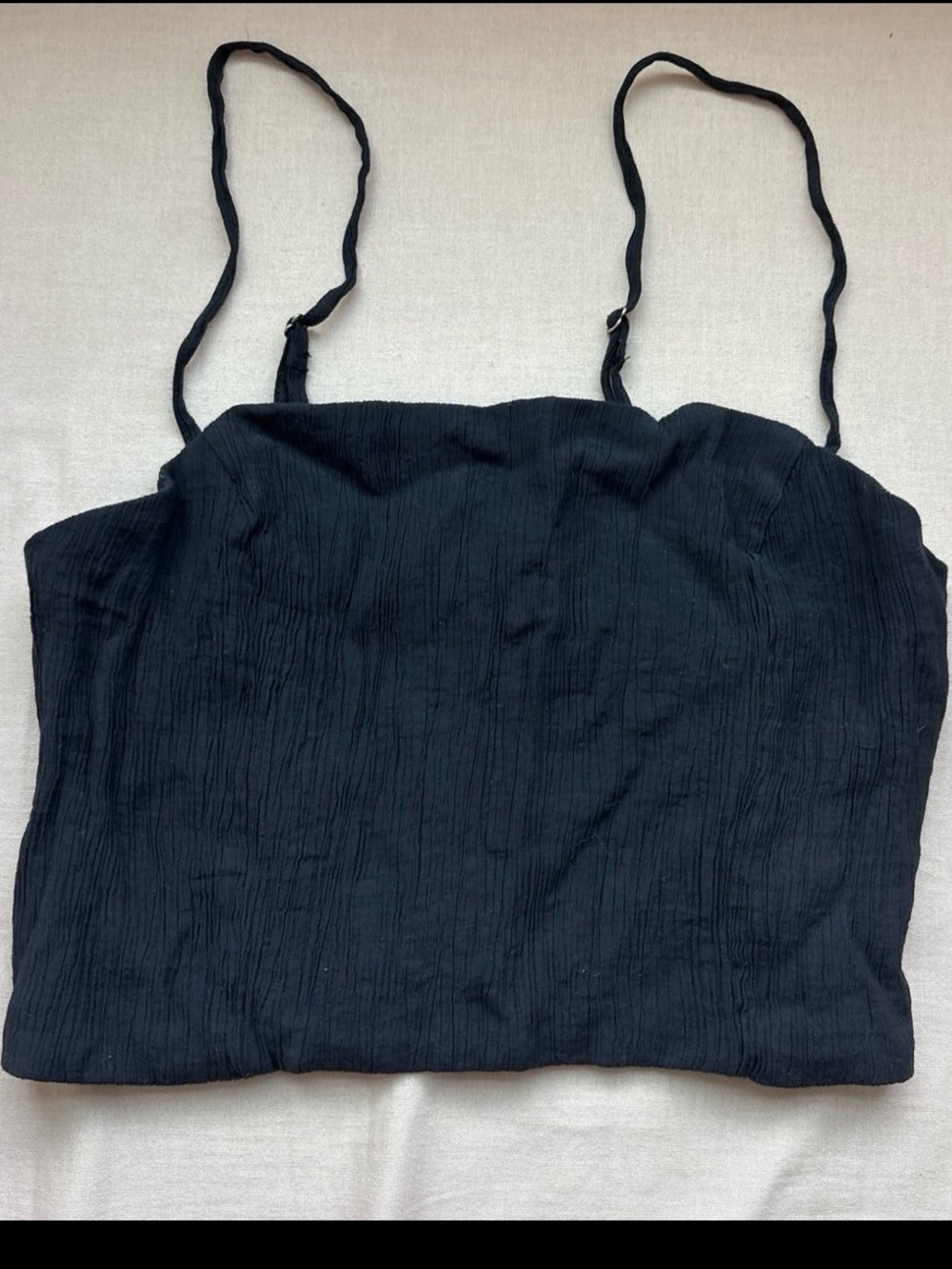 A&F Black Textured Spaghetti Strap Crop Top